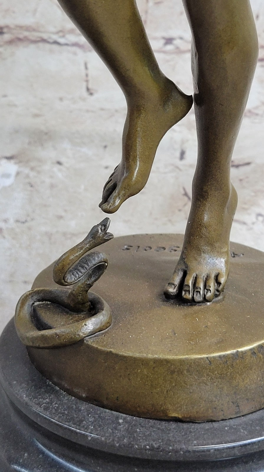 Art Deco Semi Nude Male Playing Music Snake Bronze Figurine Home Decorative GIFT