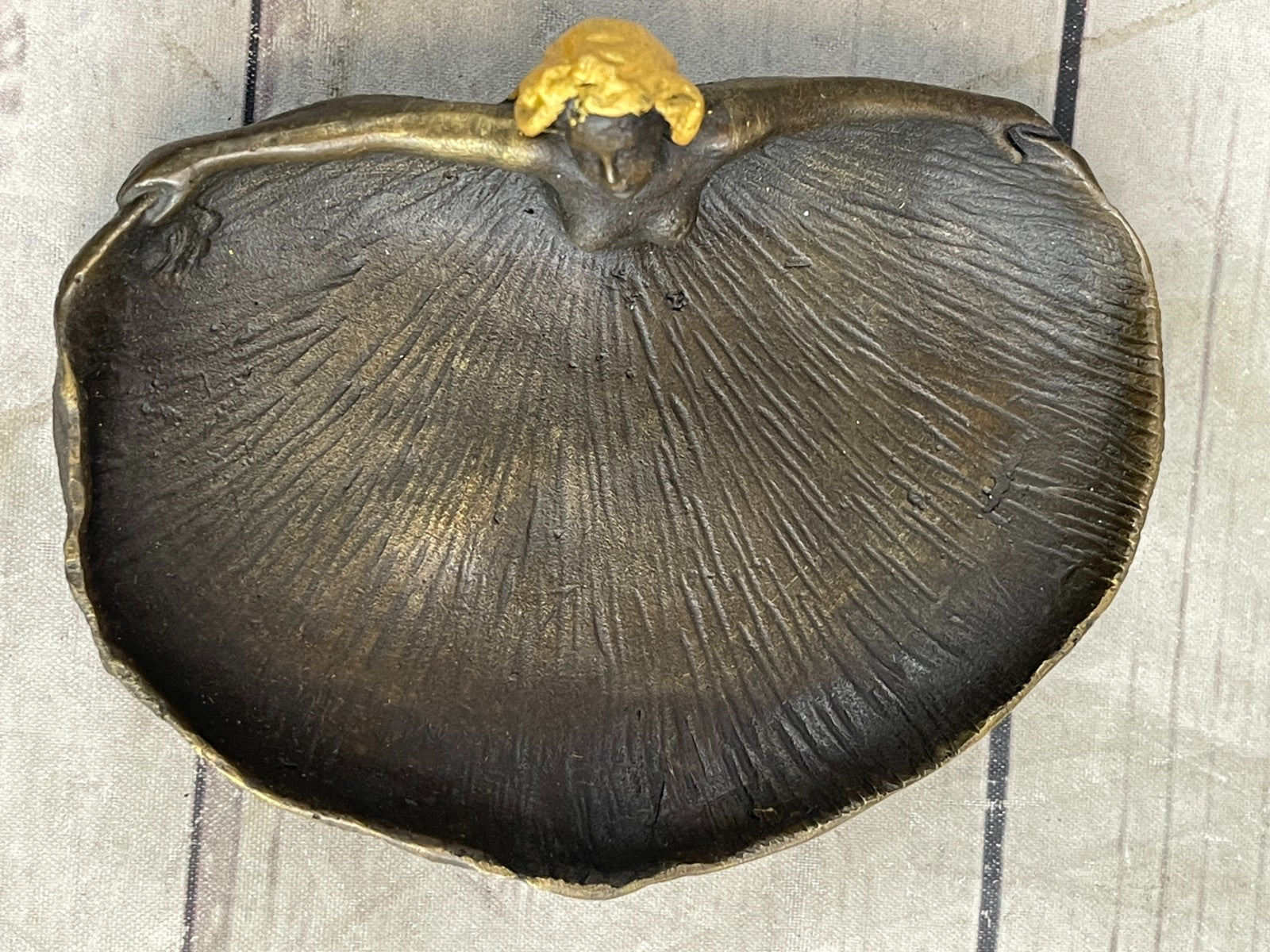 Handmade Gilt Soap Dish Jewelry Tray Bronze Sculpture Figurine by Rubin Fine Art