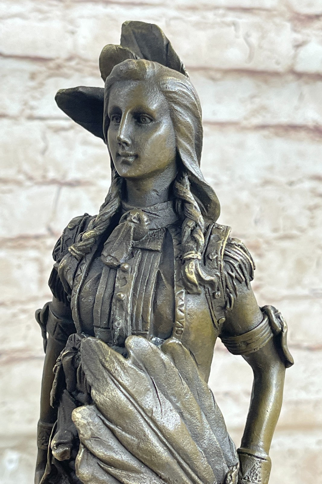 Sign Wood Native American Indian Girl Bronze Sculpture Figure Statue Figurine
