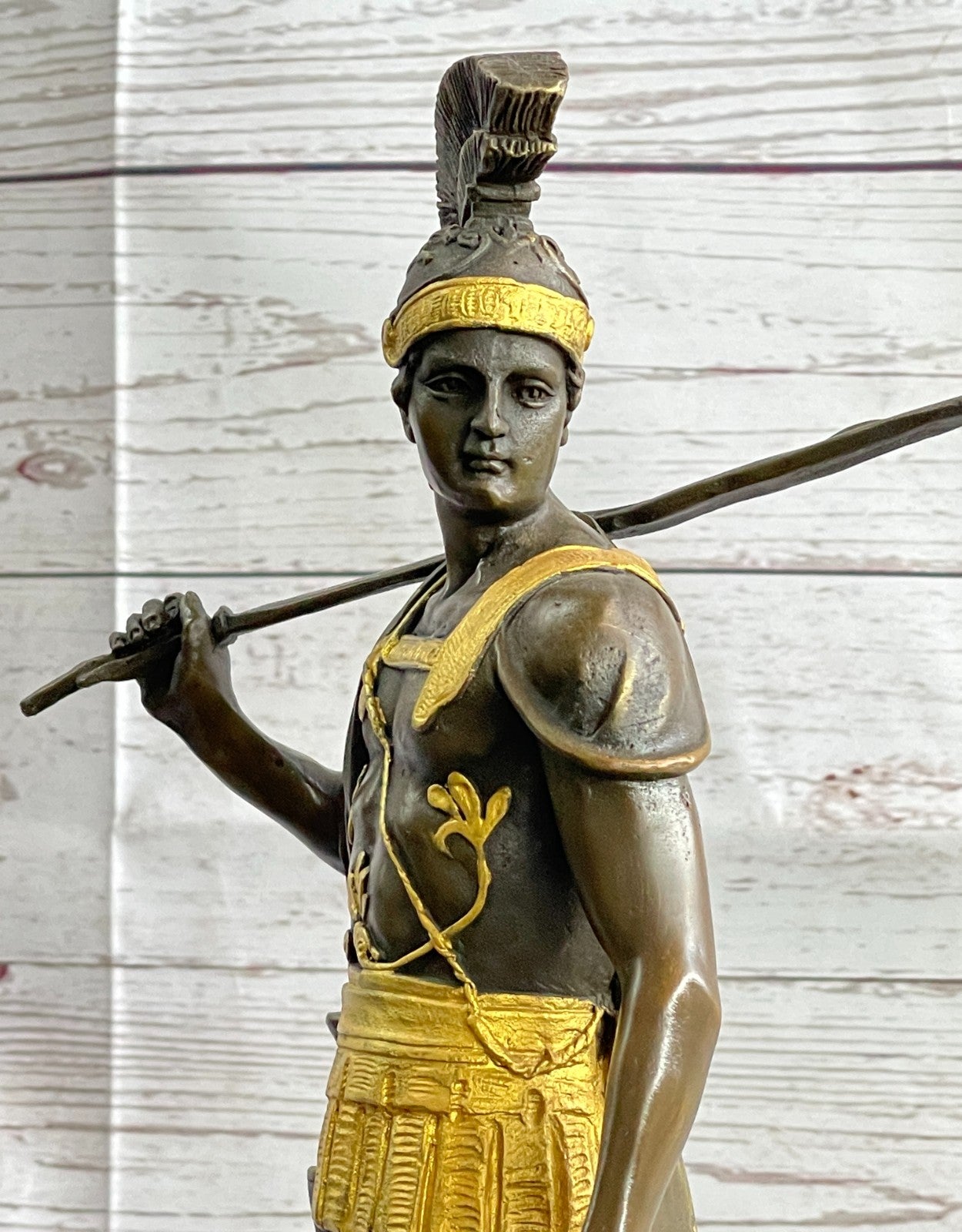 Lost Wax Method Detailed Handcrafted Roman/Greek Warrior Genuine Bronze Statue