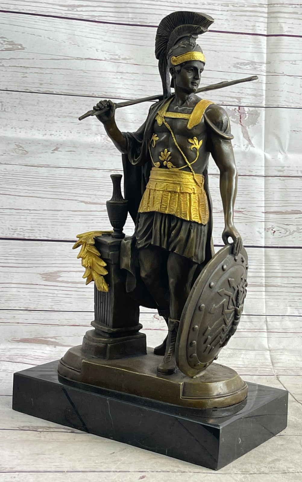 Lost Wax Method Detailed Handcrafted Roman/Greek Warrior Genuine Bronze Statue