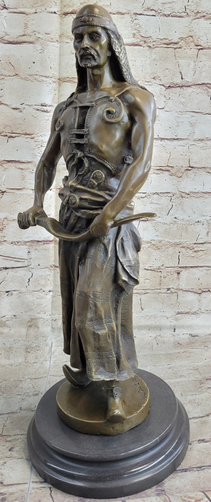20" inch Tall Arab Soldier with Sword Museum Quality Great Detail Bronze Statue