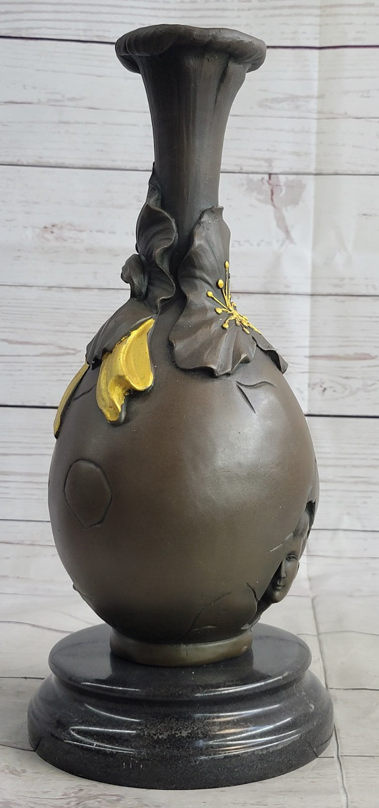 Gilt Bronze Gorgeous Woman Sculpture Vase Perfect Christmas Gift Xmas Statue