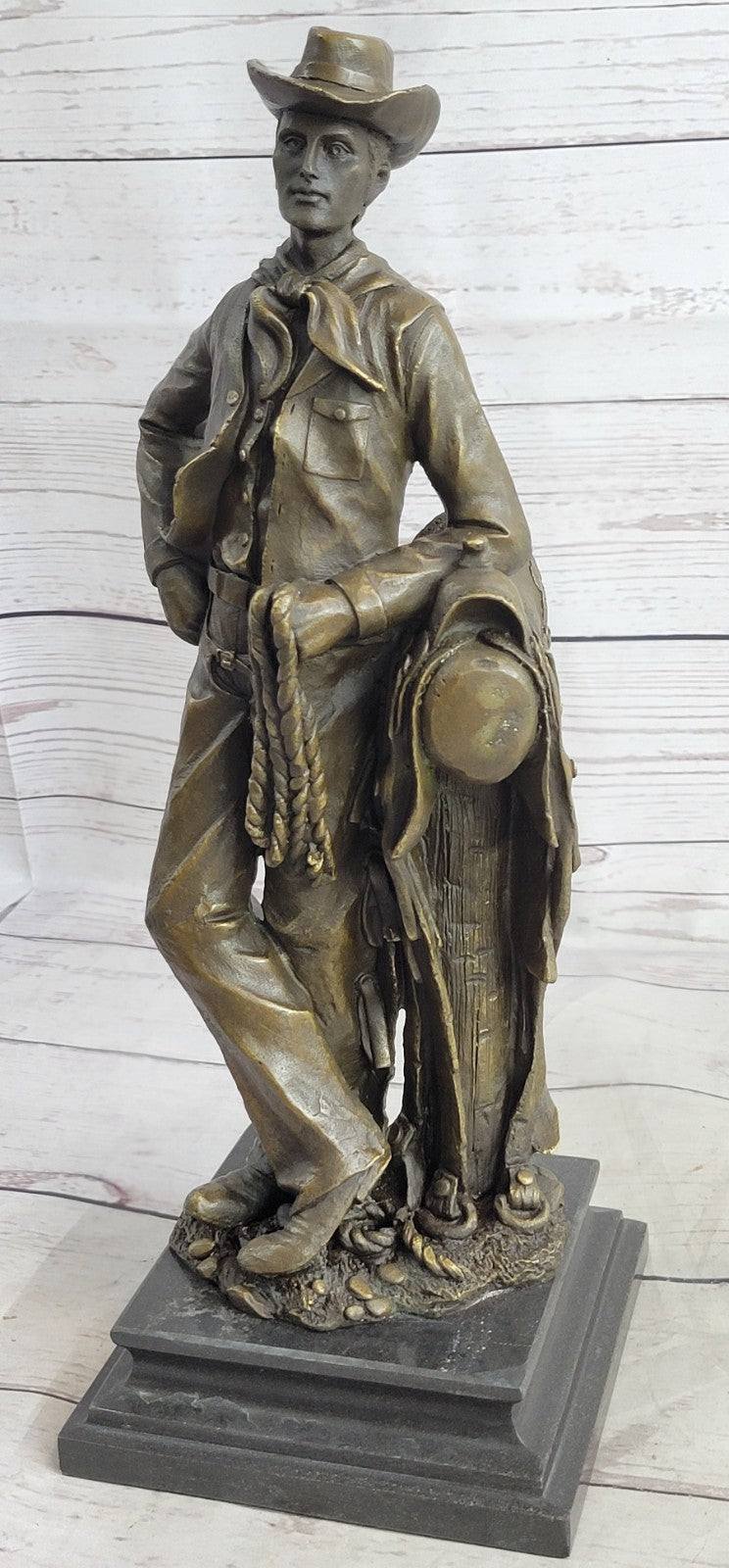 Patoue Cowboy Bronze Sculpture Handcrafted French Artist Original Signed  Figure