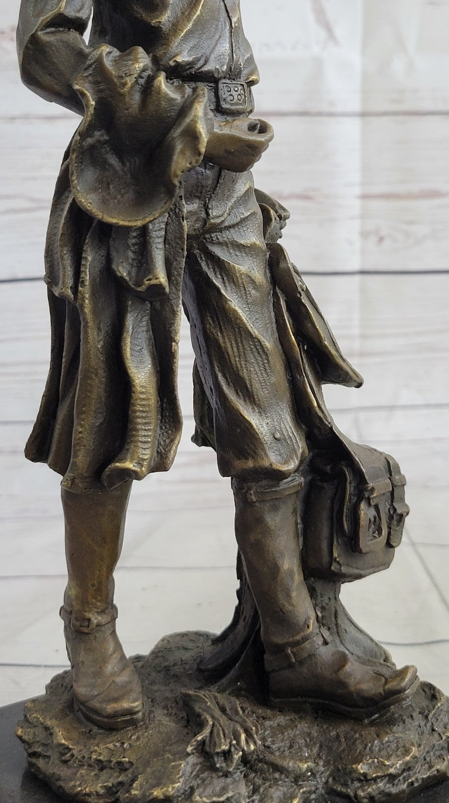 Handcrafted bronze sculpture SALE His Holding Cowboy Old Kamiko Original Signed