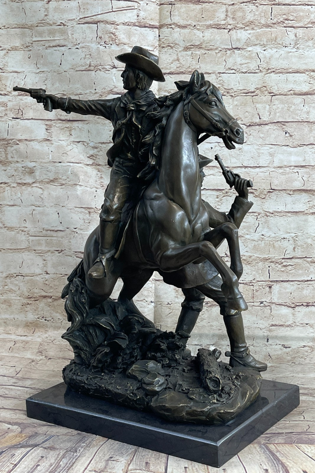 Two Cowboys Bronze Sculpture Signed By Frederick Remington Gorgeous!