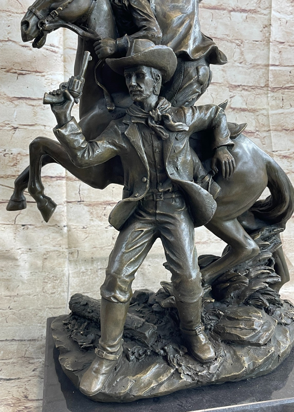Two Cowboys Bronze Sculpture Signed By Frederick Remington Gorgeous!