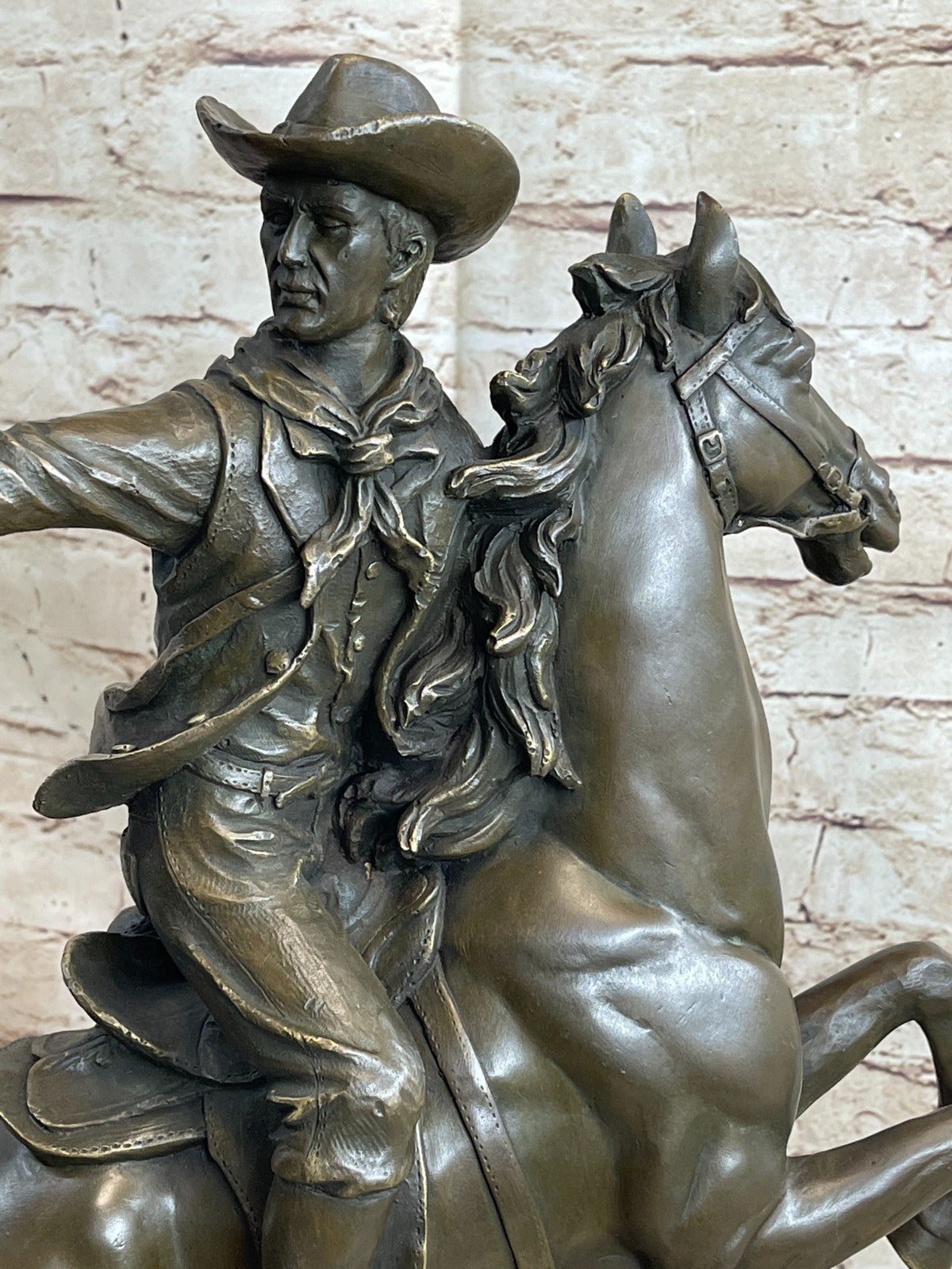 Two Cowboys Bronze Sculpture Signed By Frederick Remington Gorgeous!