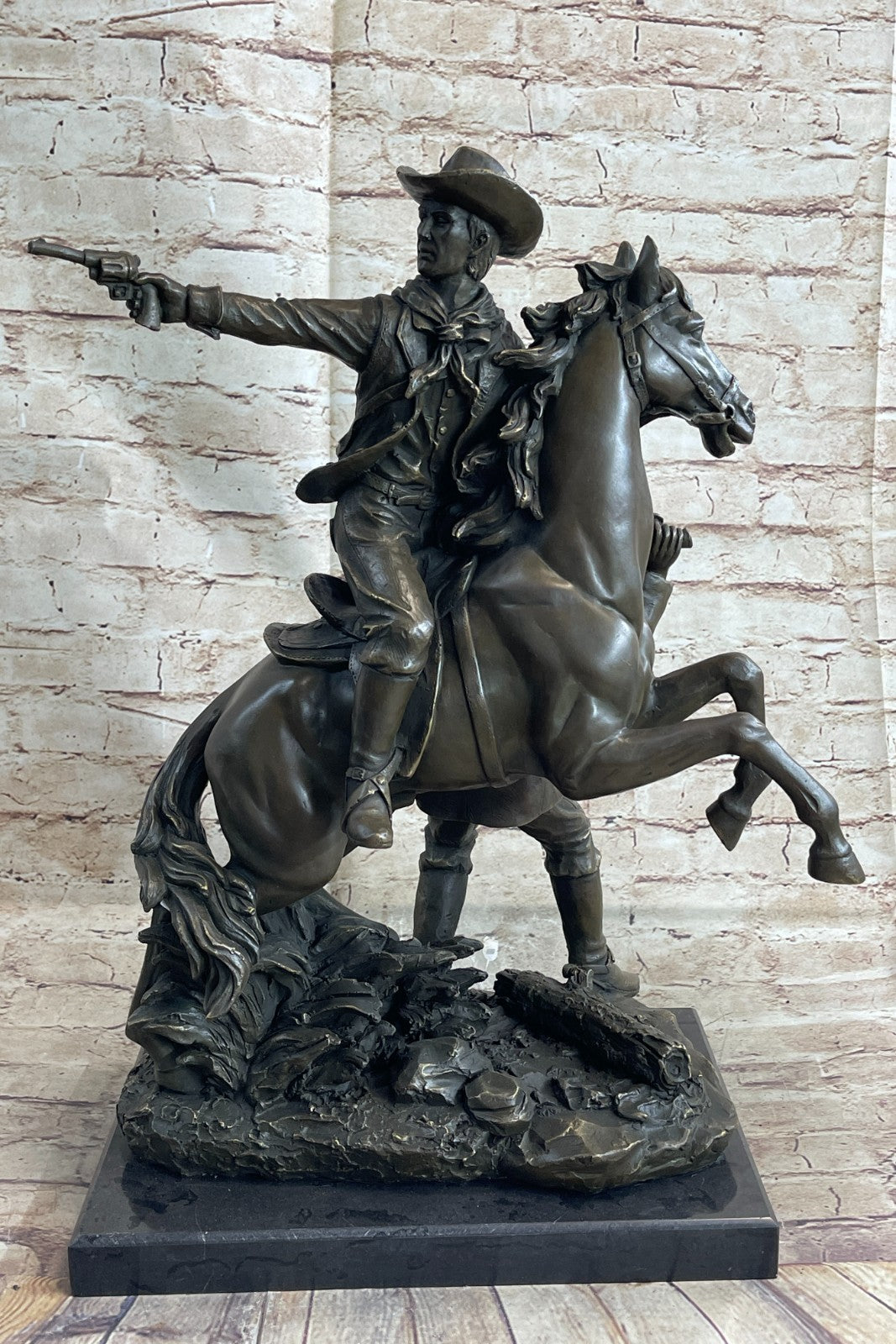 Two Cowboys Bronze Sculpture Signed By Frederick Remington Gorgeous!