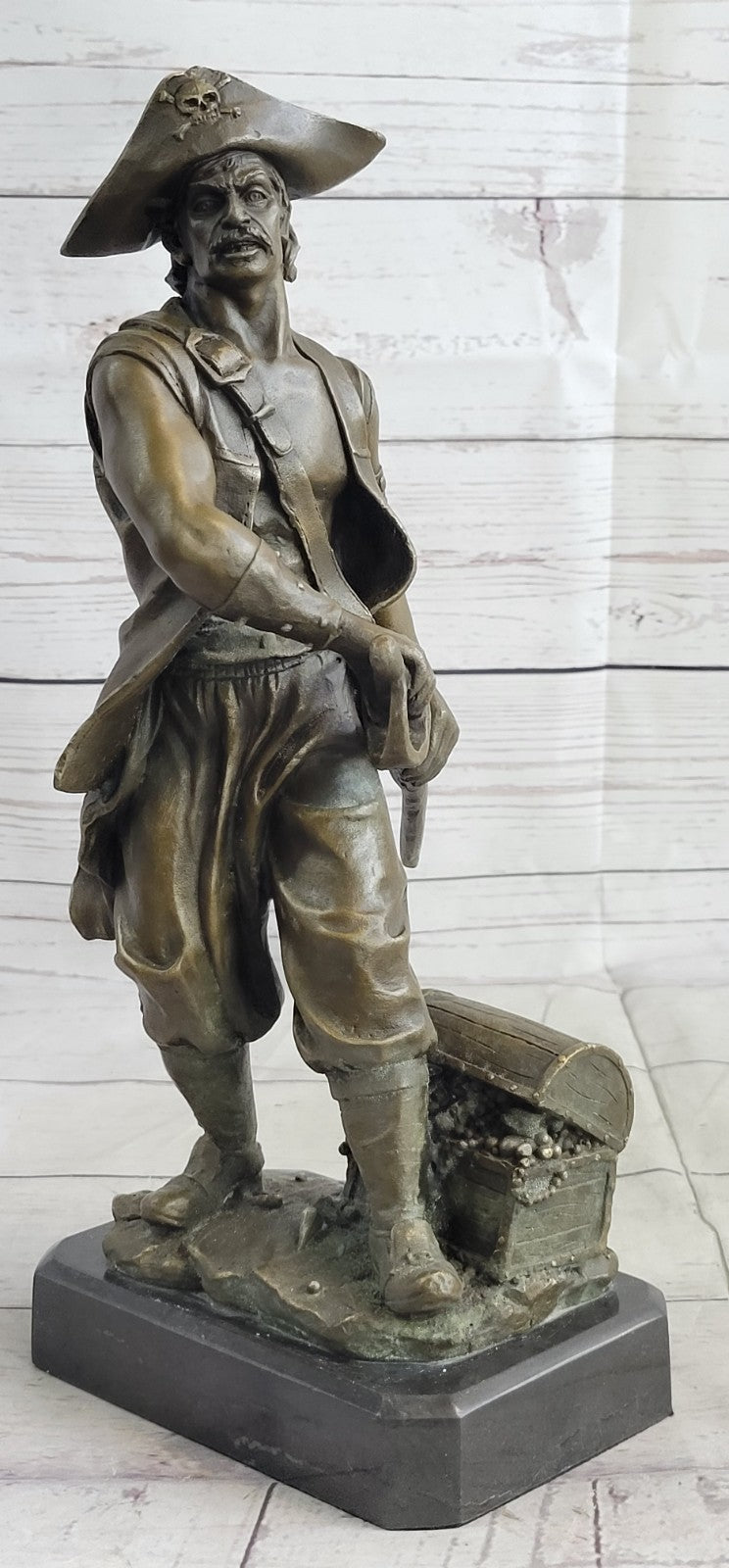 Signd Original Kamiko Ship Pirate Home Restaurant Casino Decor Bronze Sculpture