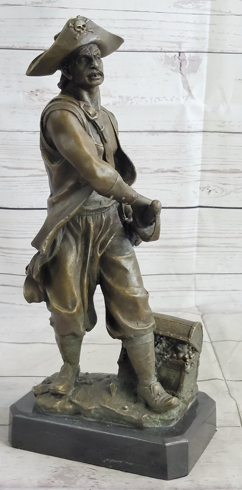 Signd Original Kamiko Ship Pirate Home Restaurant Casino Decor Bronze Sculpture