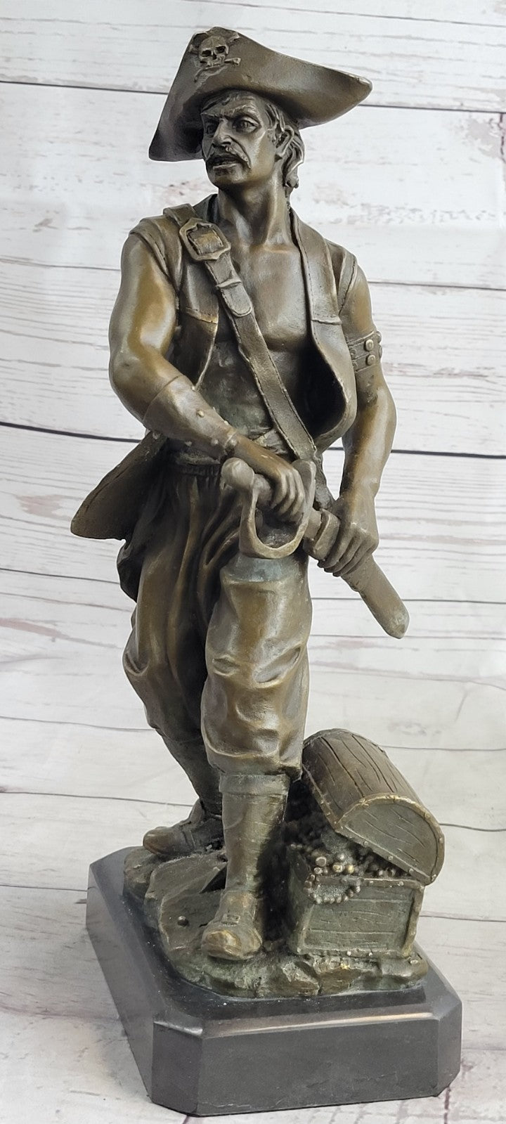 Signd Original Kamiko Ship Pirate Home Restaurant Casino Decor Bronze Sculpture