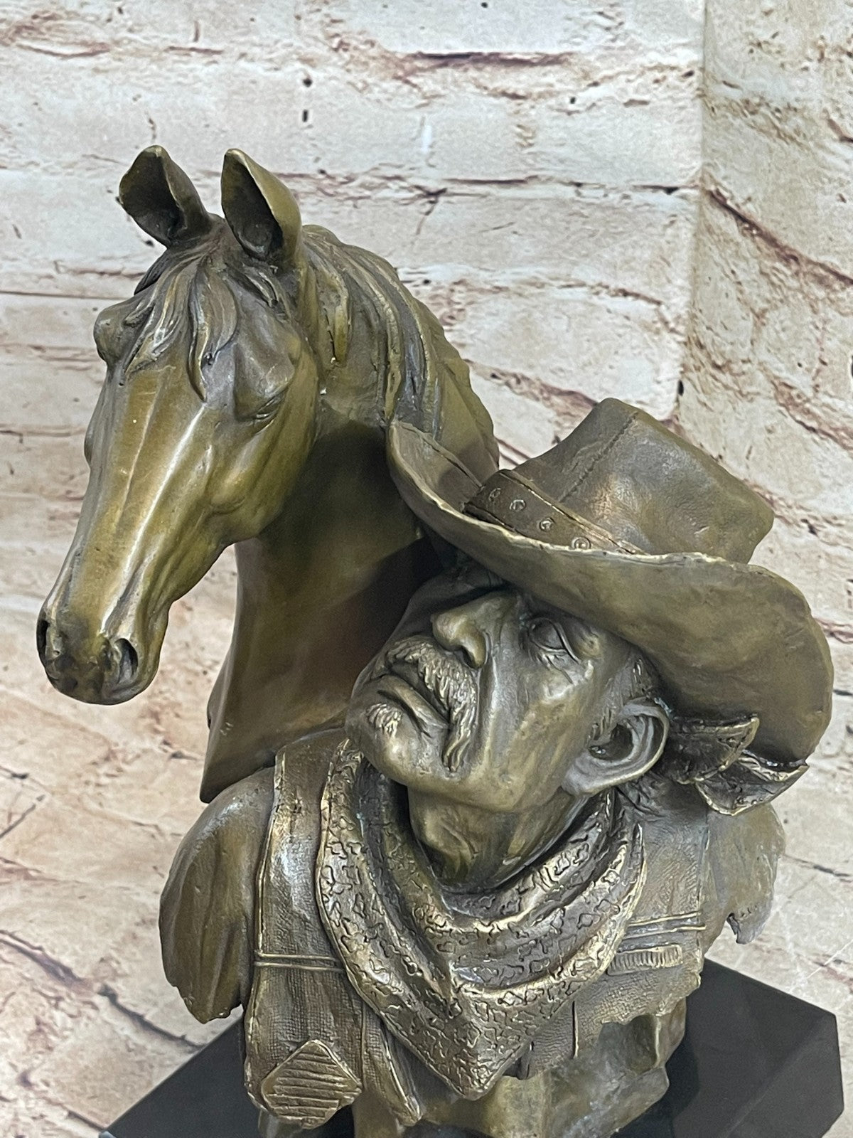 Original 100% Bronze Cowboy Stallion Horse Sculpture Signed Western Artwork