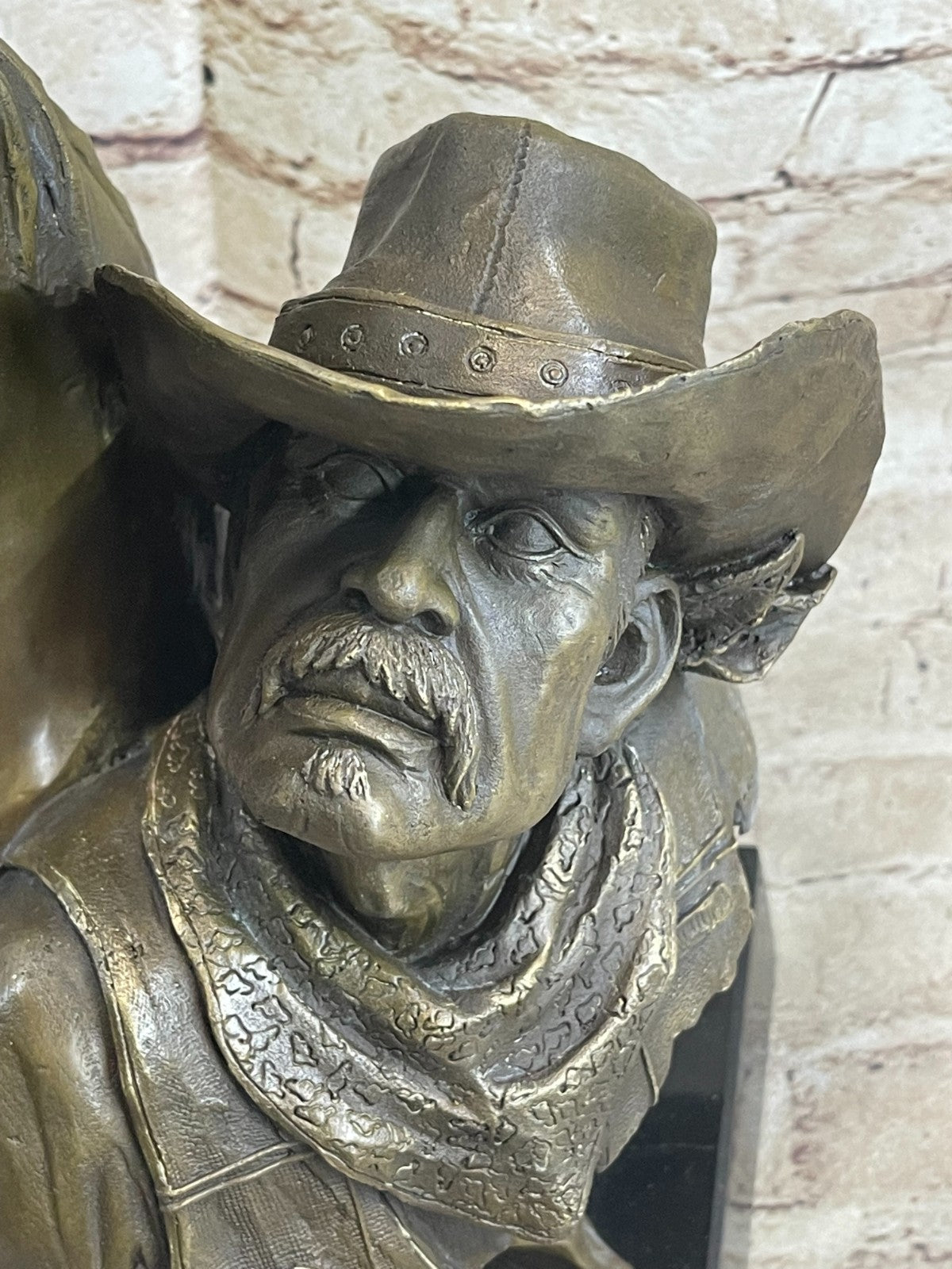 Original 100% Bronze Cowboy Stallion Horse Sculpture Signed Western Artwork