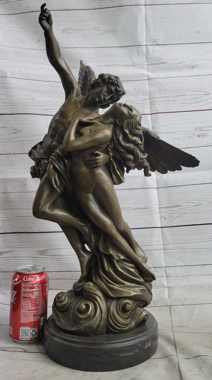 Winged Lovers Angels Cupid Psyche Eros Aphrodite Venus Bronze Marble Statue Art