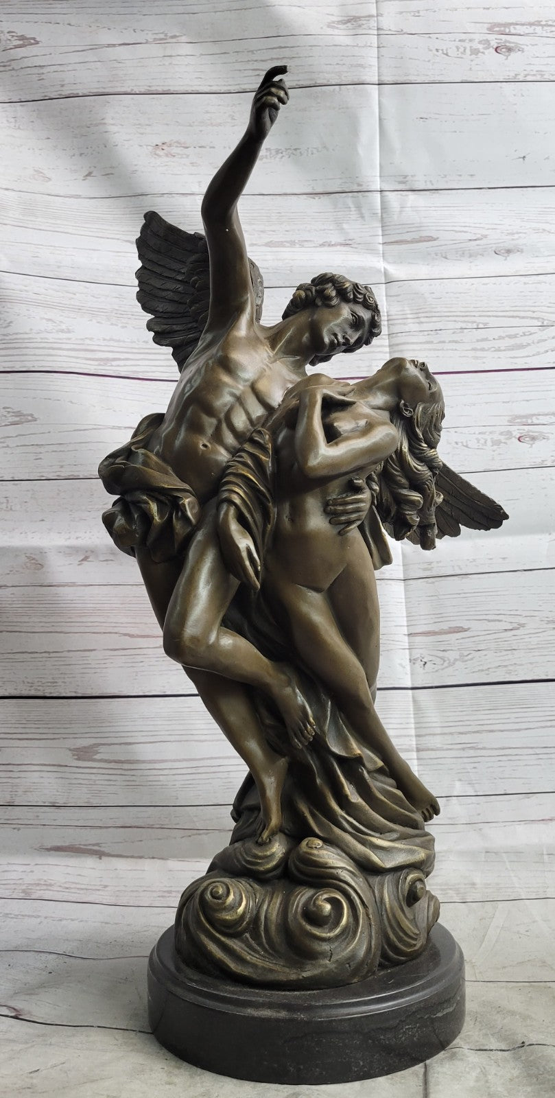 Winged Lovers Angels Cupid Psyche Eros Aphrodite Venus Bronze Marble Statue Art
