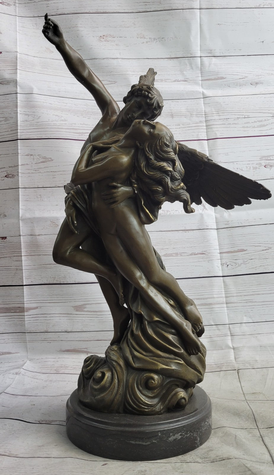 Winged Lovers Angels Cupid Psyche Eros Aphrodite Venus Bronze Marble Statue Art