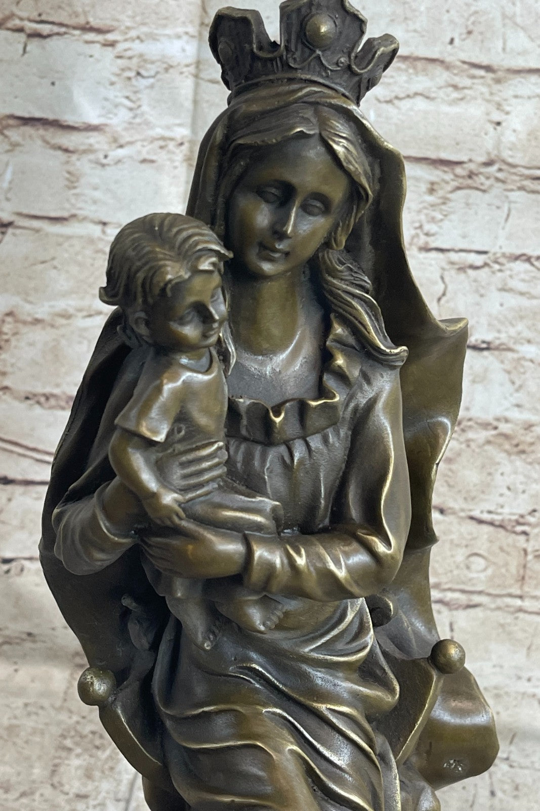 Original Signed Valli Madonna And Baby Jesus Bronze Sculpture Statue Figure NR