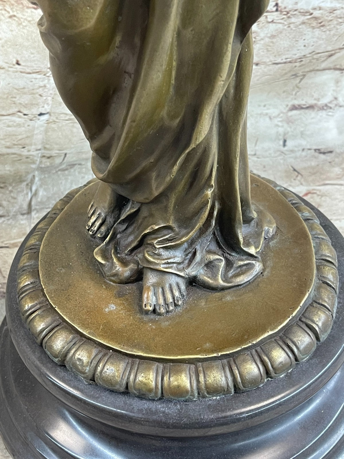 Genuine Bronze Metal on Marble Statue Classic Victorian Woman Artwork Sculpture