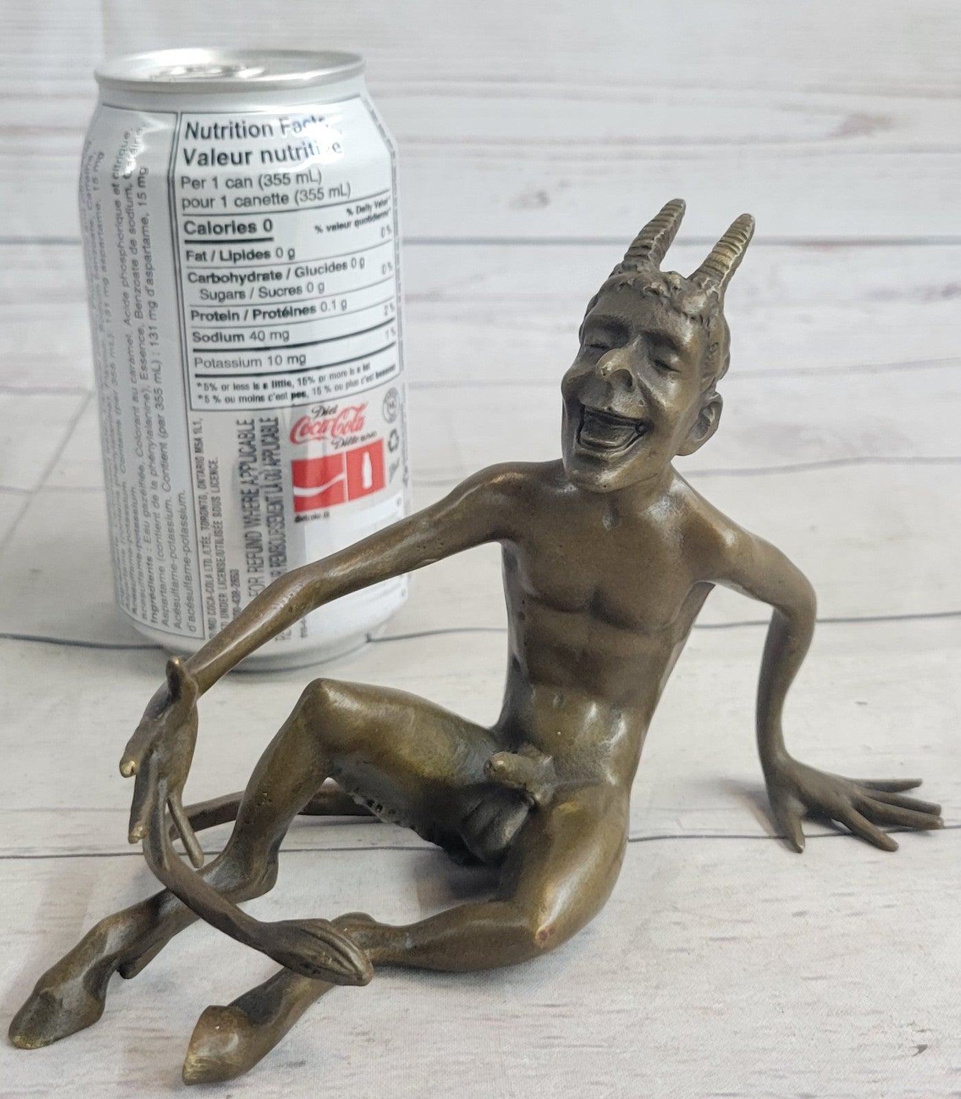 SIGNED BRONZE SCULPTURE NUDE SATYR EROTIC FAUN HOT CAST EROTIC ART FIGURINE SALE