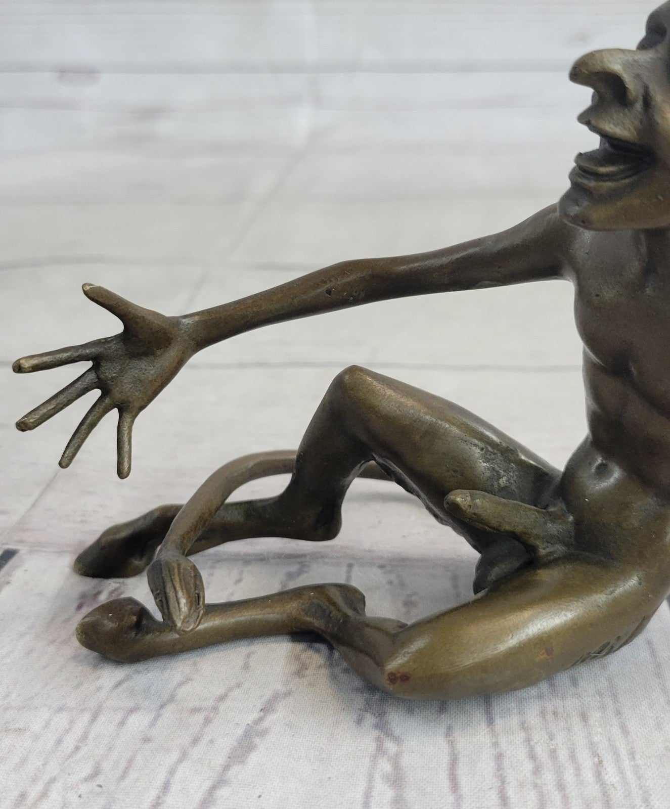SIGNED BRONZE SCULPTURE NUDE SATYR EROTIC FAUN HOT CAST EROTIC ART FIGURINE SALE
