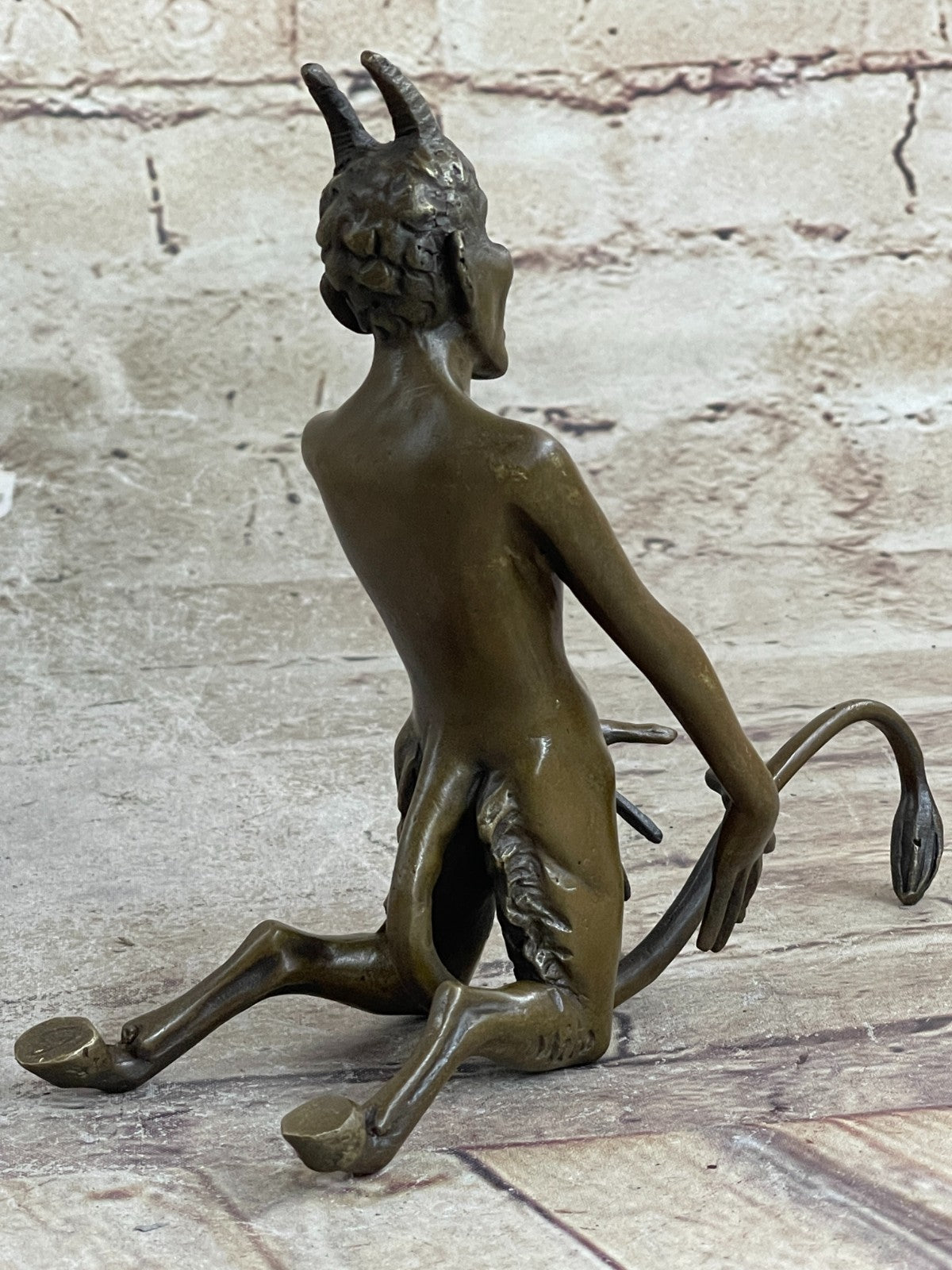 Vintage Art Nouveau Euro Bronze Devil Satan Demon Satyr Sculpture Hot Cast Decor