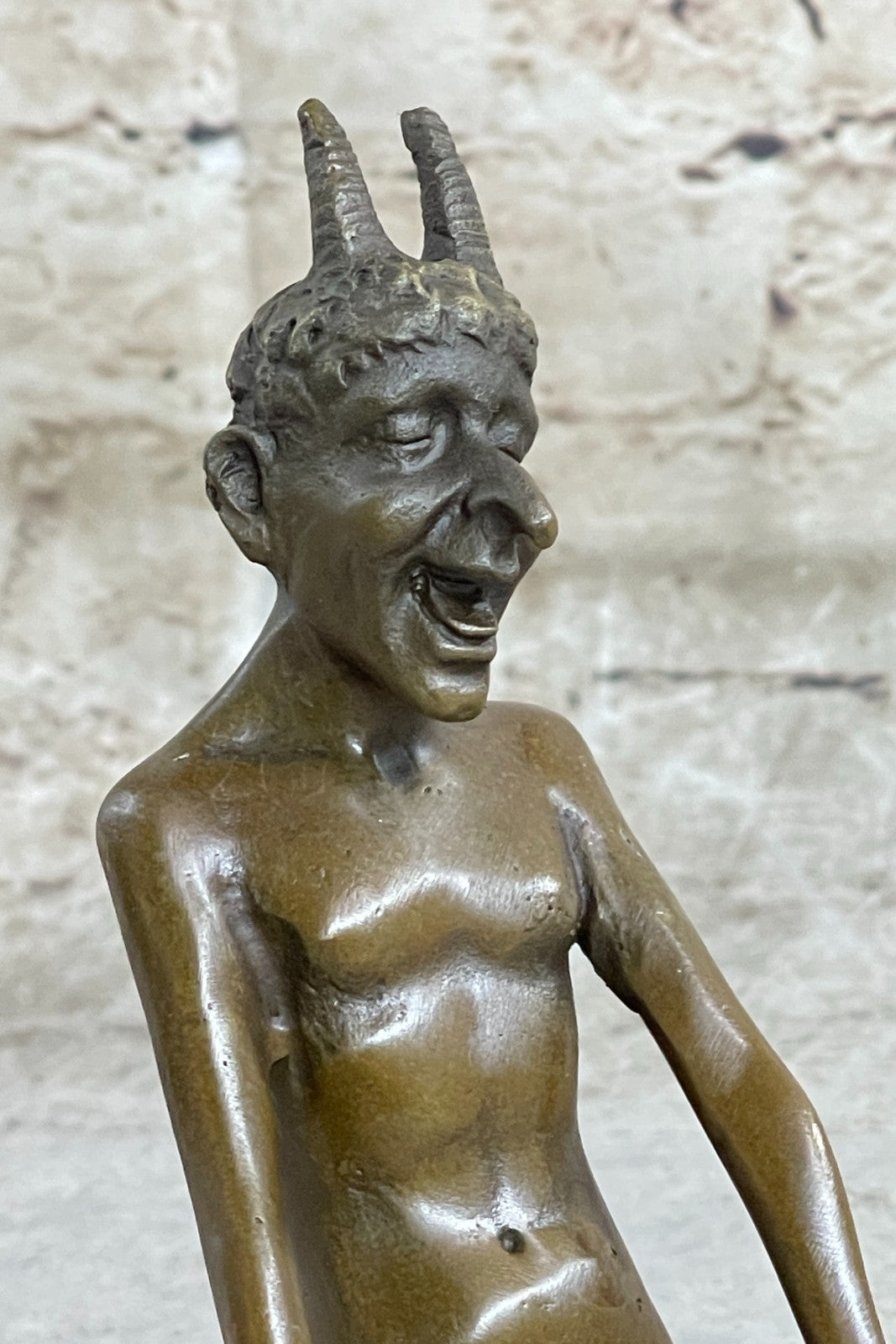 Vintage Art Nouveau Euro Bronze Devil Satan Demon Satyr Sculpture Hot Cast Decor