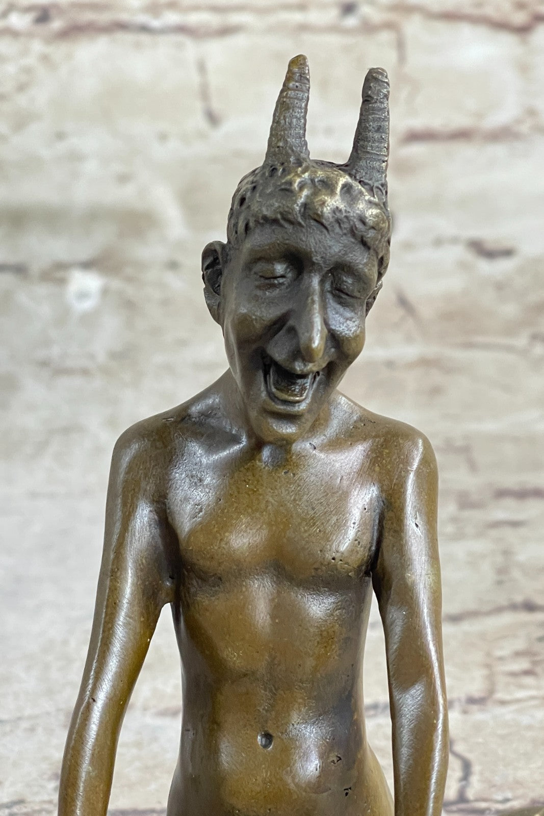 Vintage Art Nouveau Euro Bronze Devil Satan Demon Satyr Sculpture Hot Cast Decor