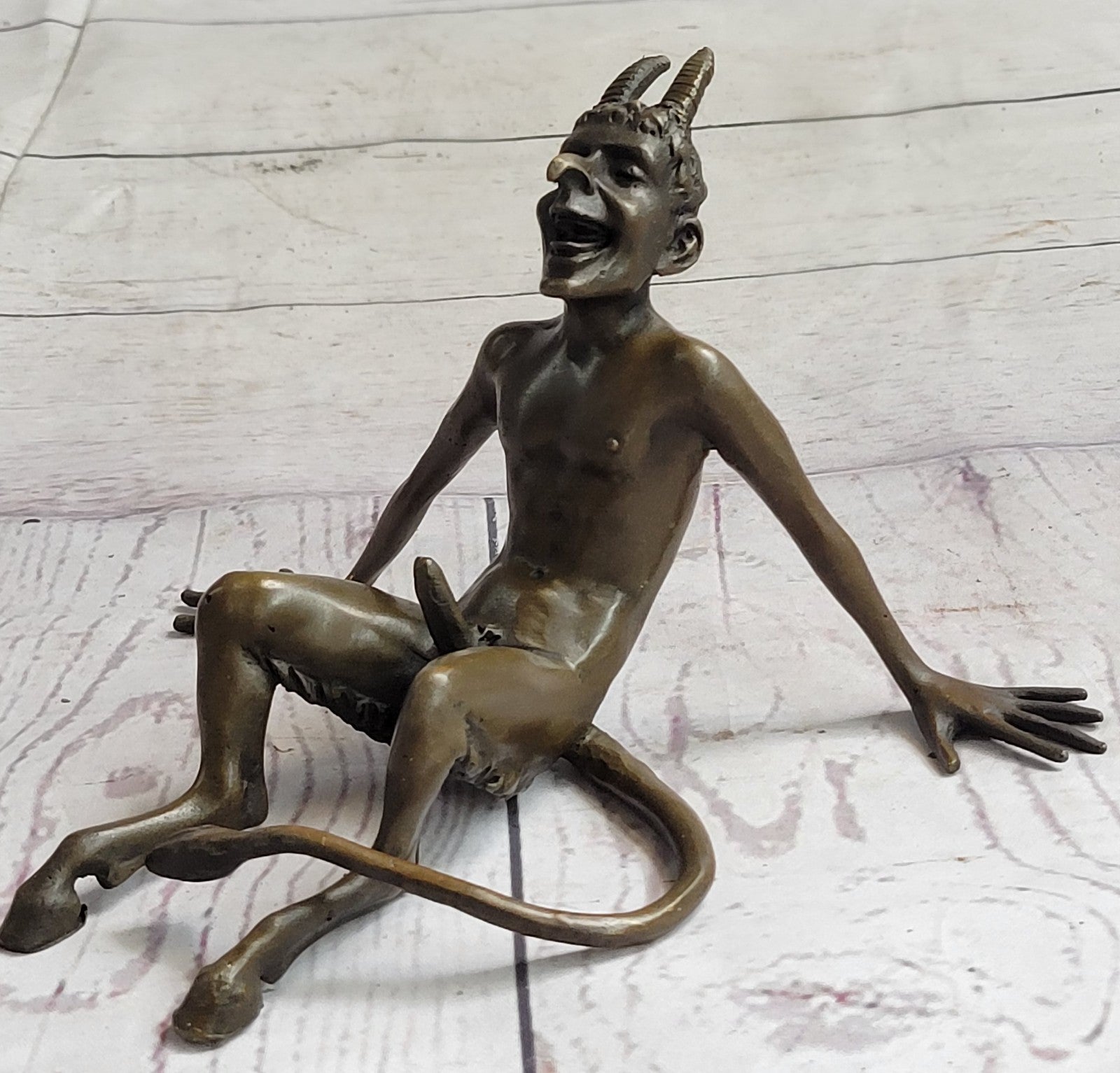 Nude Vienna Bronze Small DEVIL Satyr Faun Bermann Cold Painted Brass Austria
