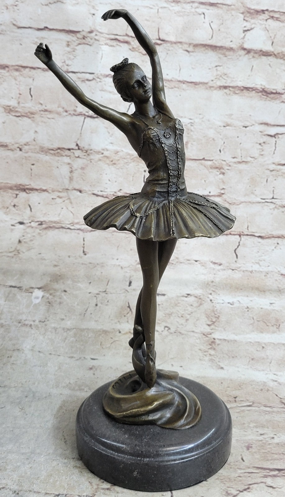 Bronze Ballerina Stretching Statue With Marble Base Art Nouveau Home Decor Deal