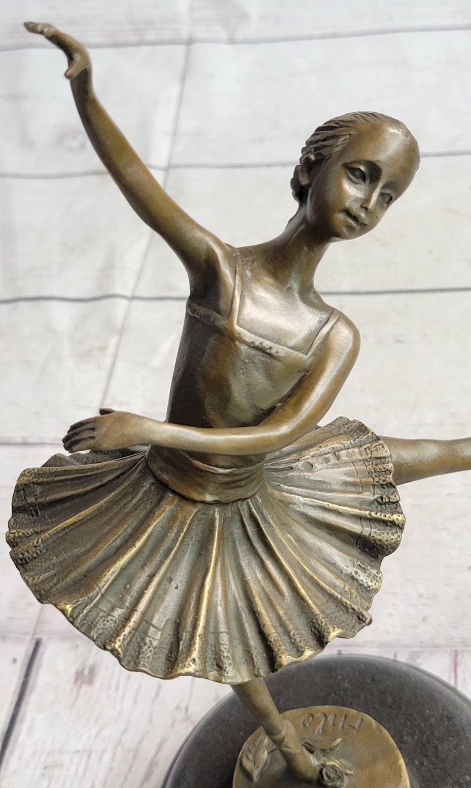 Art Deco Hot Cast Bronze Graceful Ballerina Ballet Statue Sculpture M. Lopez Gift