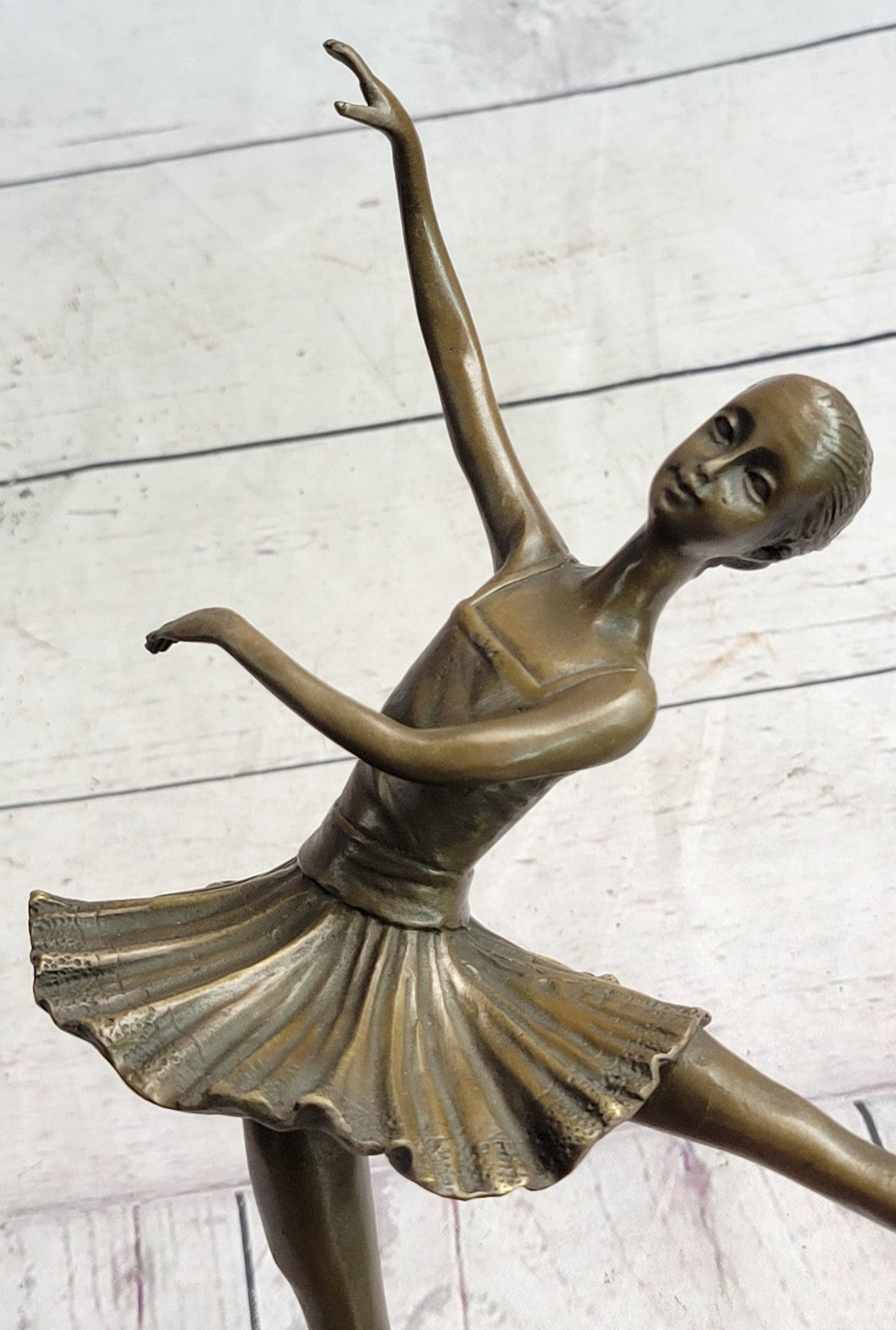Art Deco Hot Cast Bronze Graceful Ballerina Ballet Statue Sculpture M. Lopez Gift