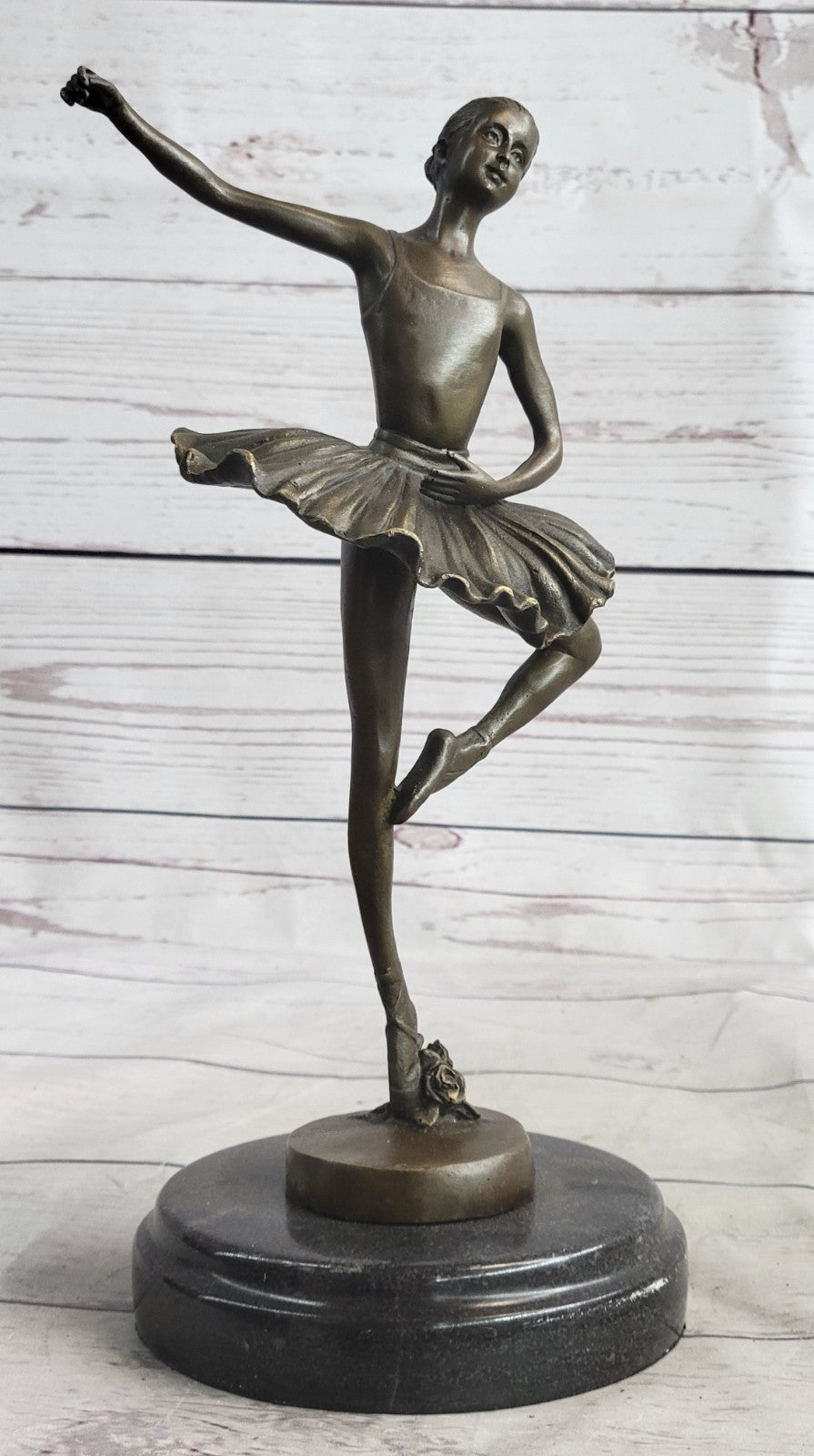 Hot CAST BRONZE & MARBLE FIGURINE GIRL BALLERINA - SIGNED SCULPTURE FIGURE DECOR