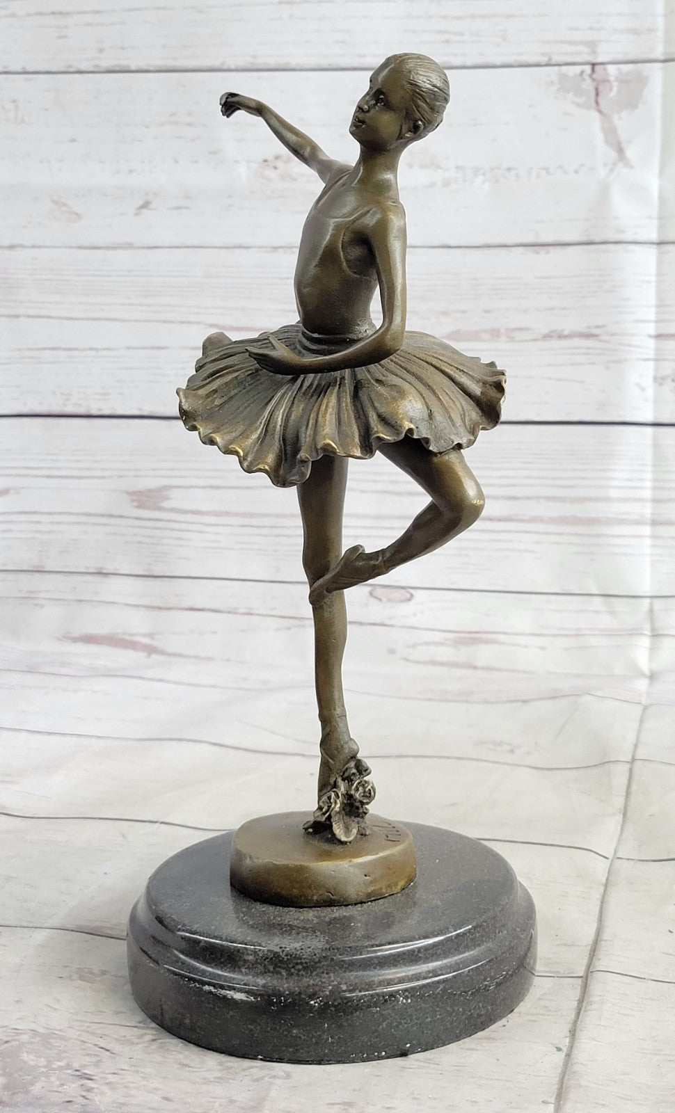 Hot CAST BRONZE & MARBLE FIGURINE GIRL BALLERINA - SIGNED SCULPTURE FIGURE DECOR