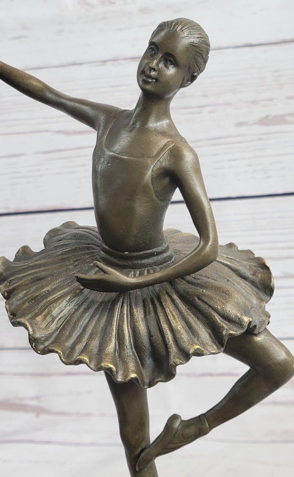 Hot CAST BRONZE & MARBLE FIGURINE GIRL BALLERINA - SIGNED SCULPTURE FIGURE DECOR