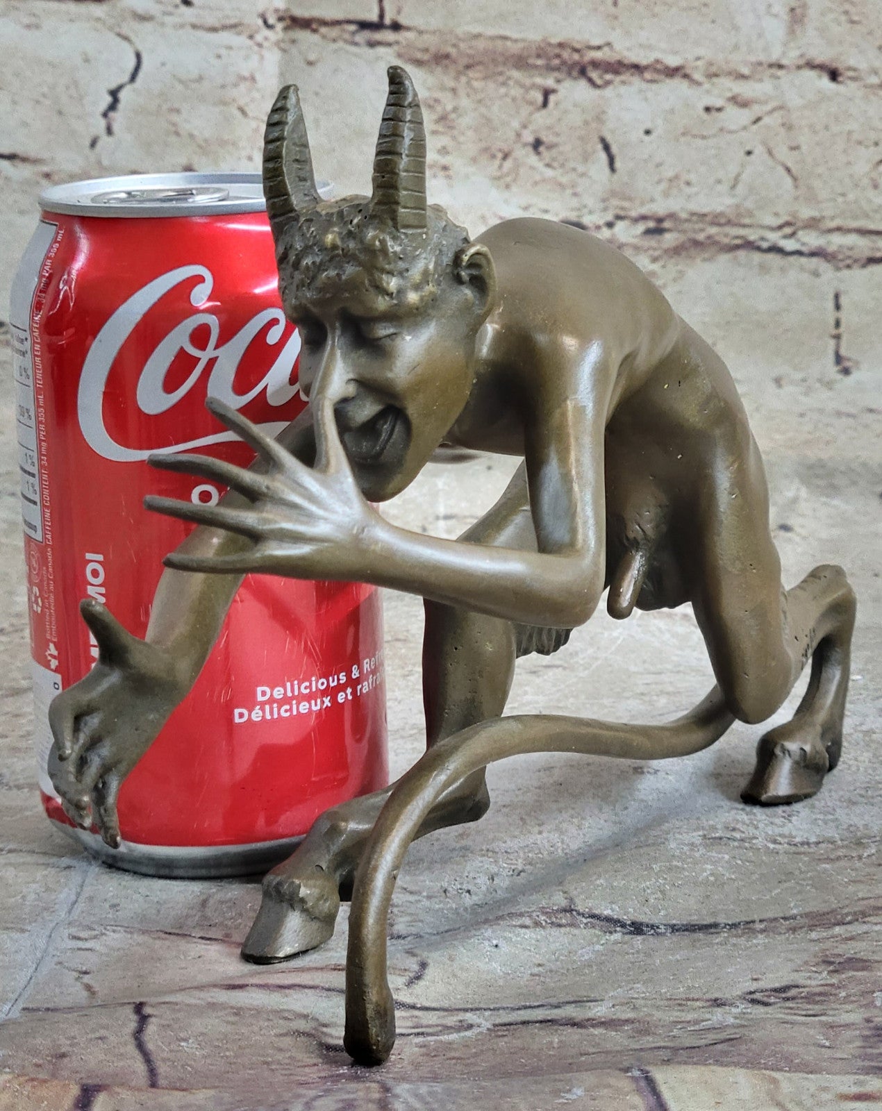 Male Satyr Vienna Figurine Handcrafted Bronze Art Sculpture Statue Figure Art