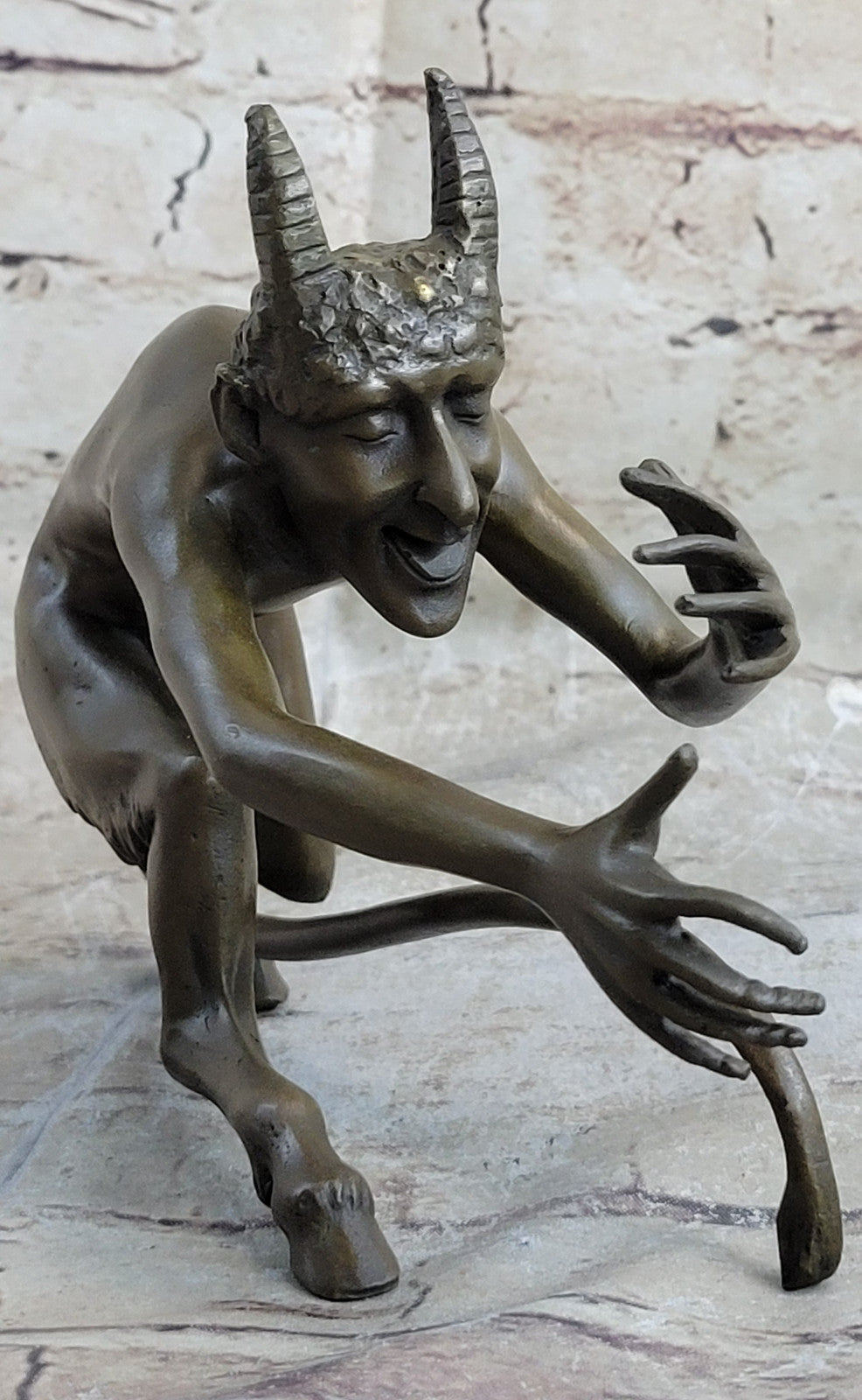 Male Satyr Vienna Figurine Handcrafted Bronze Art Sculpture Statue Figure Art