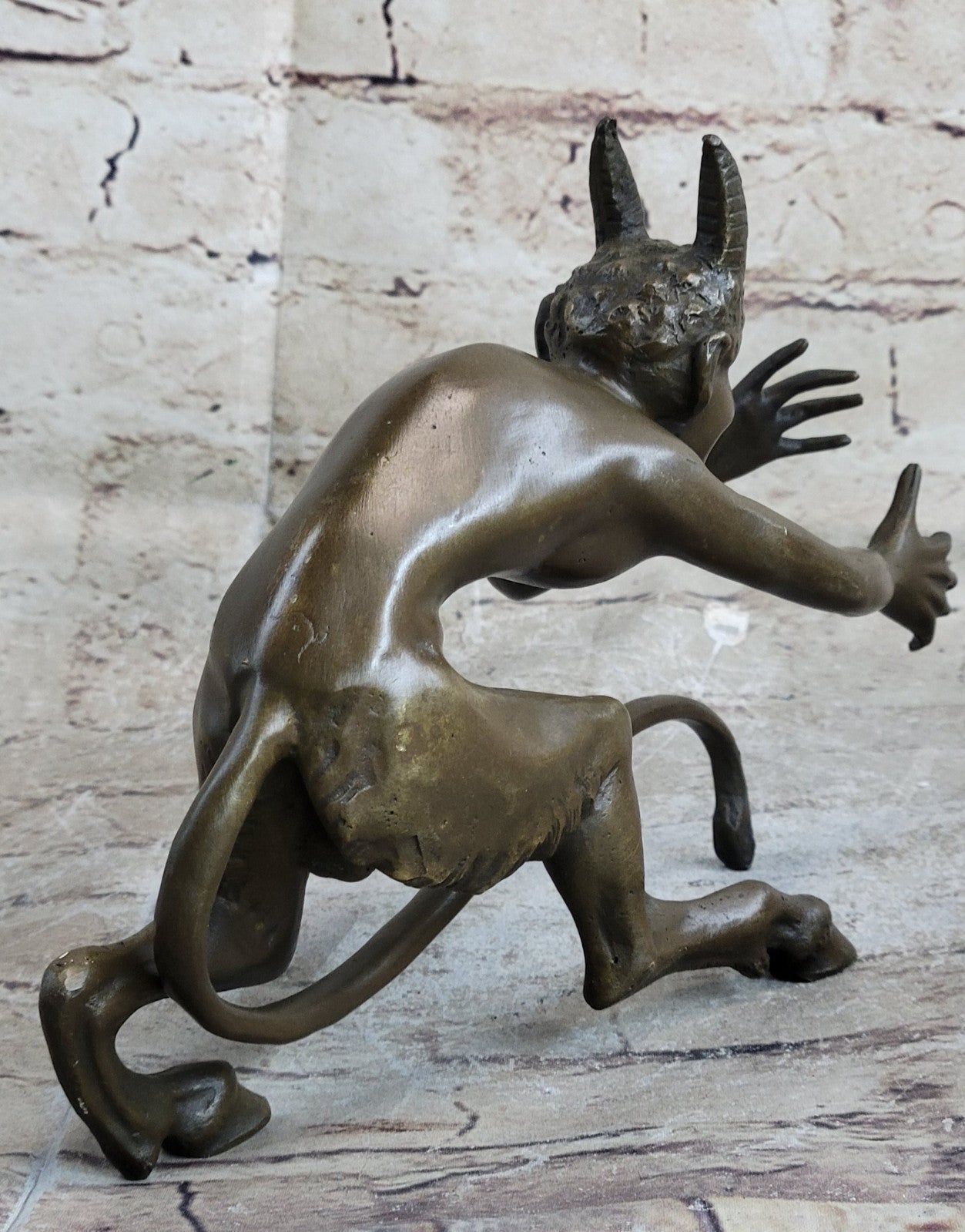 Male Satyr Vienna Figurine Handcrafted Bronze Art Sculpture Statue Figure Art