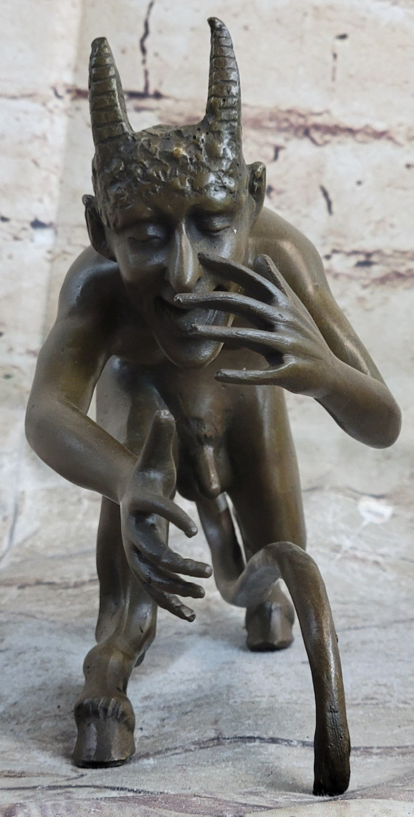 Male Satyr Vienna Figurine Handcrafted Bronze Art Sculpture Statue Figure Art