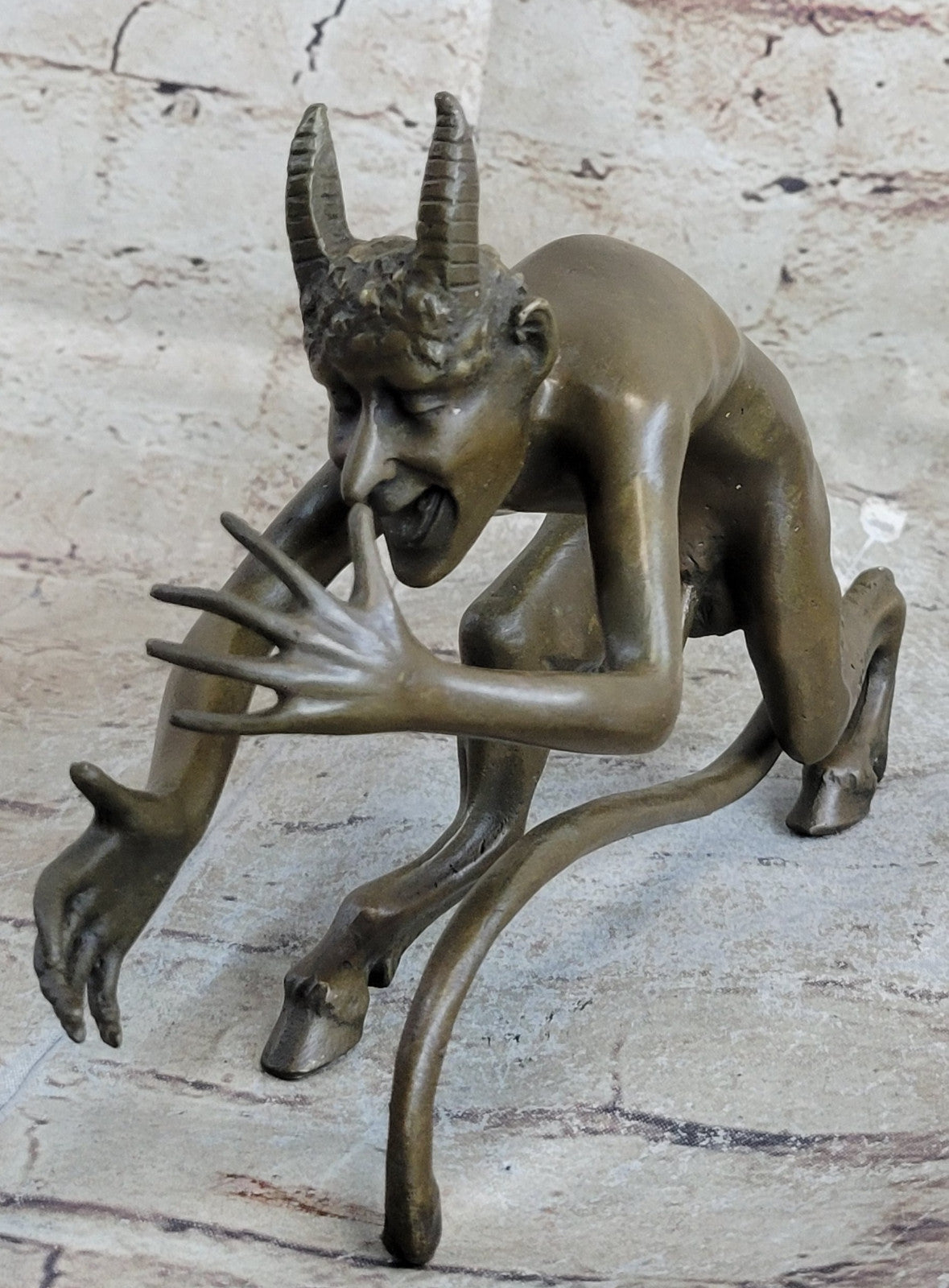 Male Satyr Vienna Figurine Handcrafted Bronze Art Sculpture Statue Figure Art