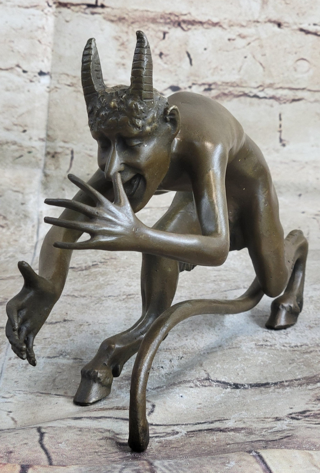 Male Satyr Vienna Figurine Handcrafted Bronze Art Sculpture Statue Figure Art