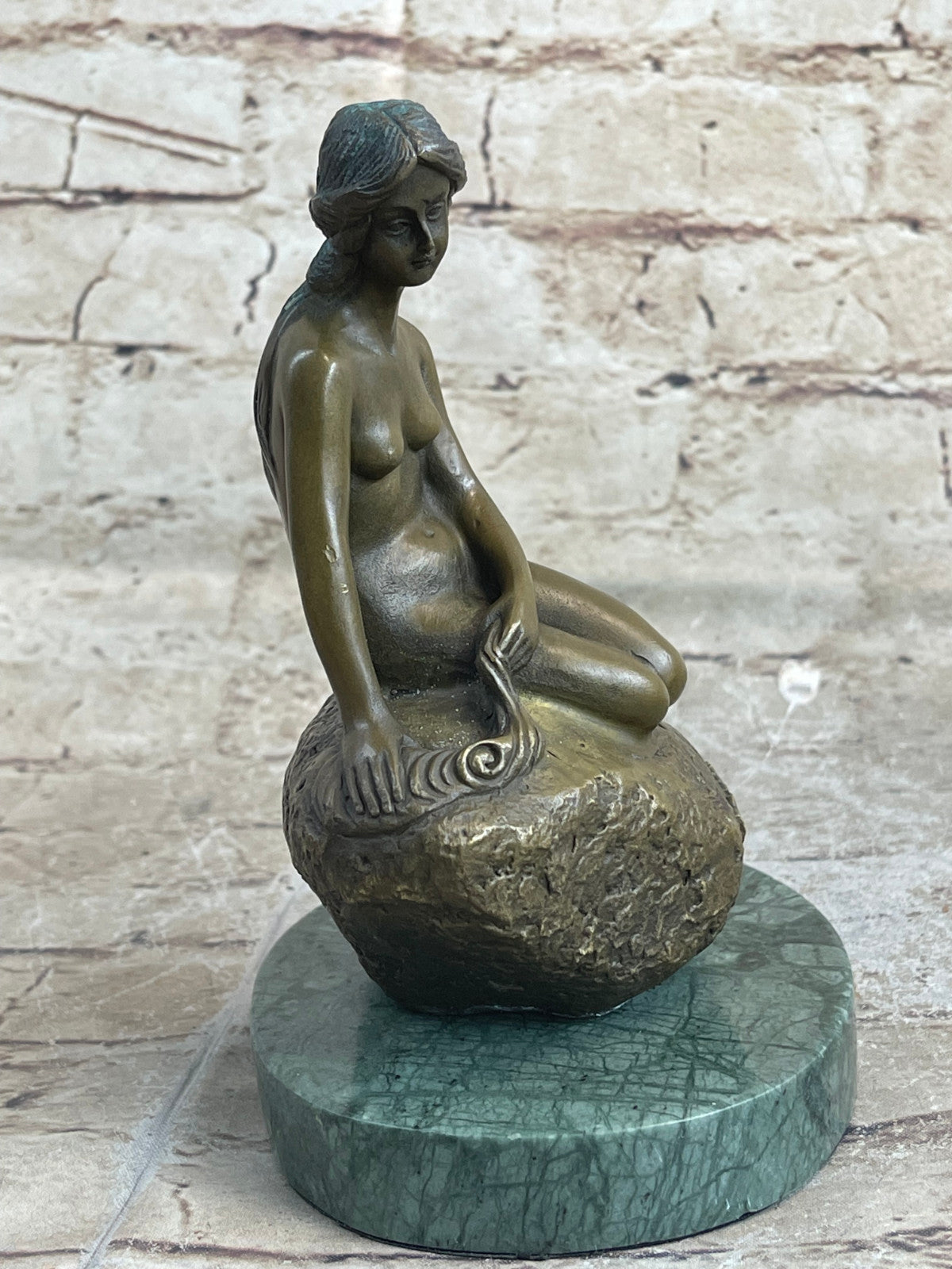 Beautiful Signed Art Nouveau Gilt Bronze Sculpture Figure Statue Naked Nude Girl