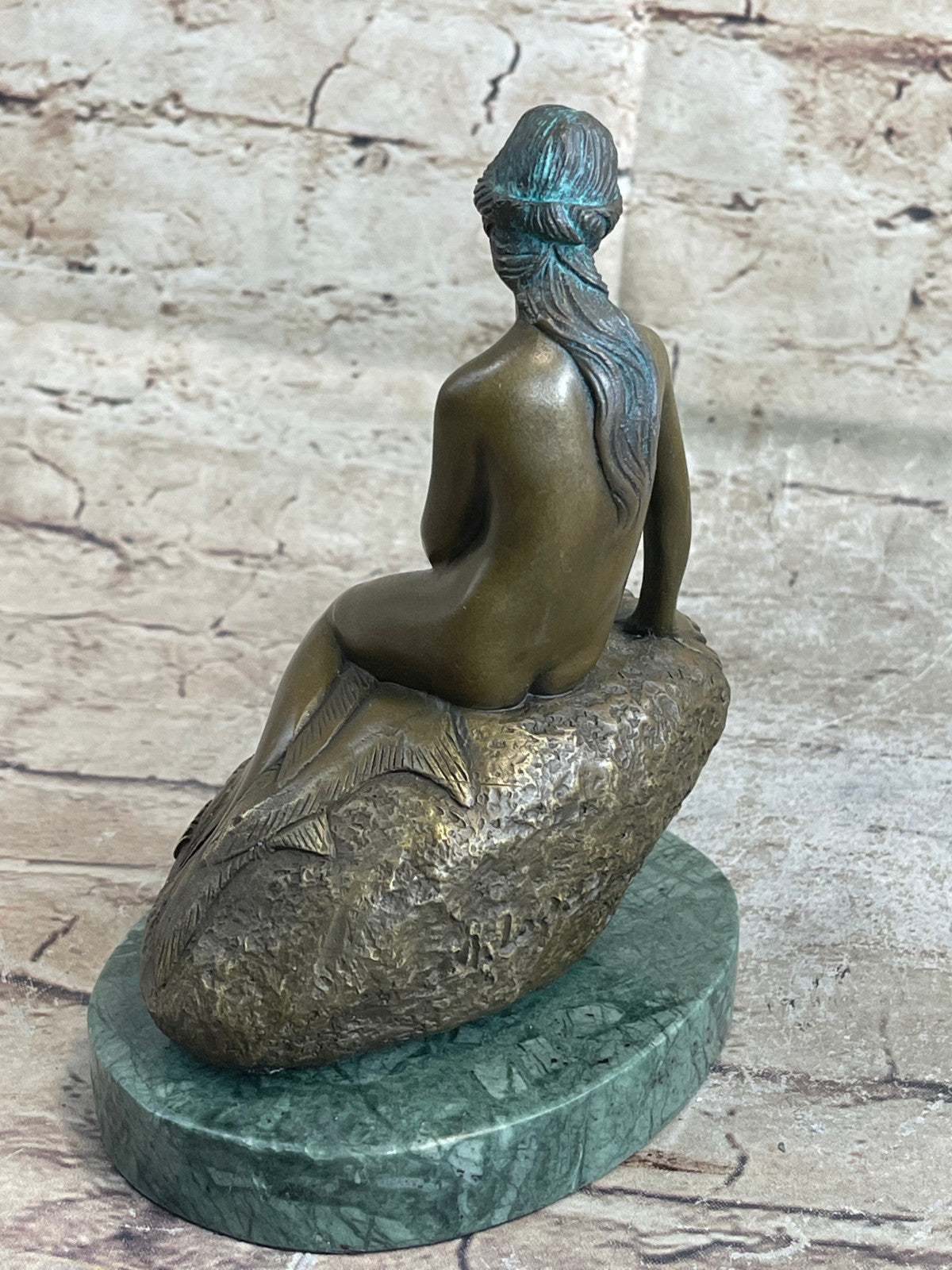 Beautiful Signed Art Nouveau Gilt Bronze Sculpture Figure Statue Naked Nude Girl