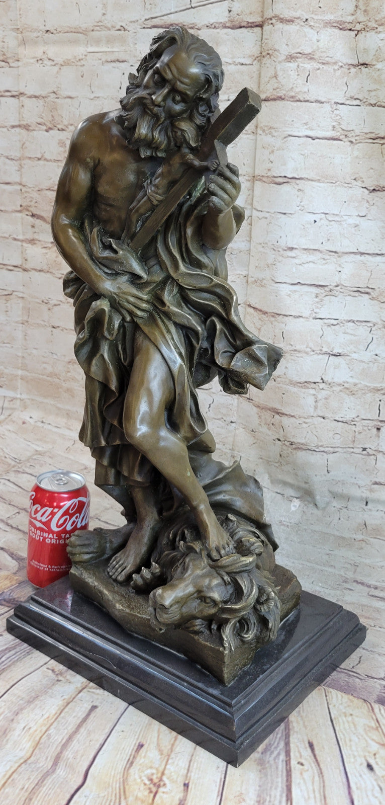 Handcrafted bronze sculpture SALE Crucifix Jesus Lion With Judas Valli Signed
