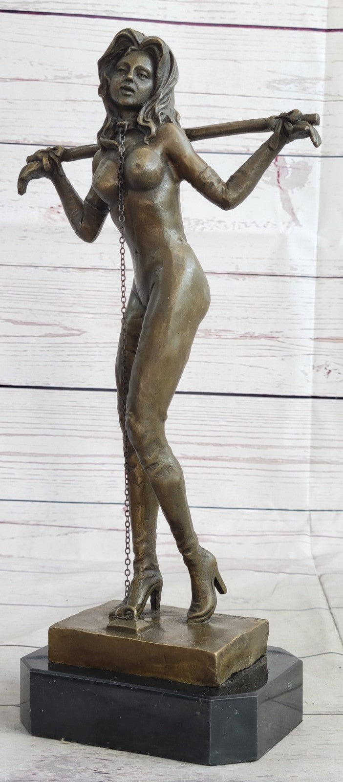 German Sexual Nude Girl Sculpture Hot Cast Erotic Bronze Artist Art Figurine LRG