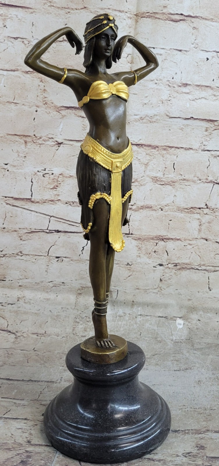 EXOTIC DANCER CHIPARUS BRONZE STATUE GOLD PATINA HOT CAST CLASSIC ART DECO STYLE
