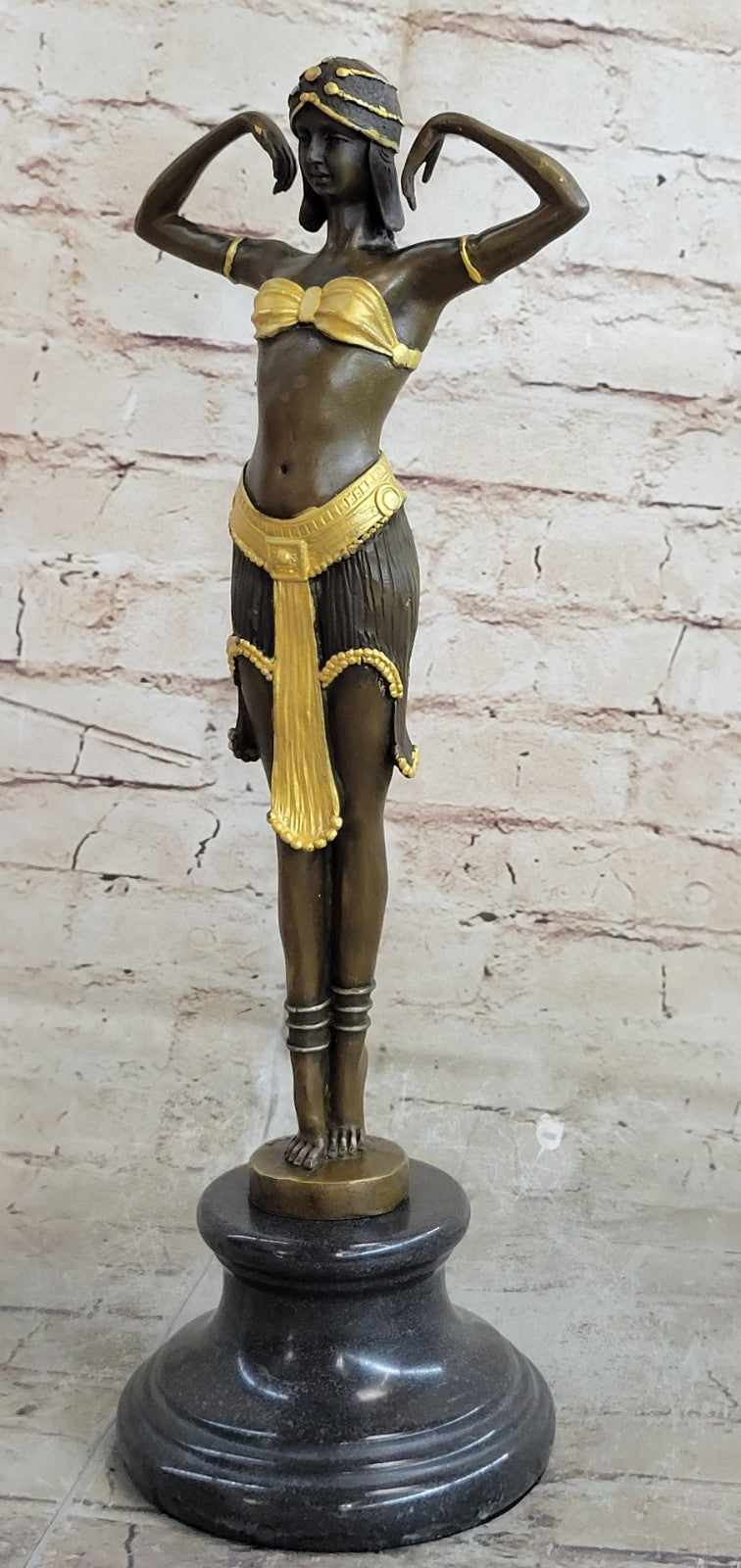 EXOTIC DANCER CHIPARUS BRONZE STATUE GOLD PATINA HOT CAST CLASSIC ART DECO STYLE