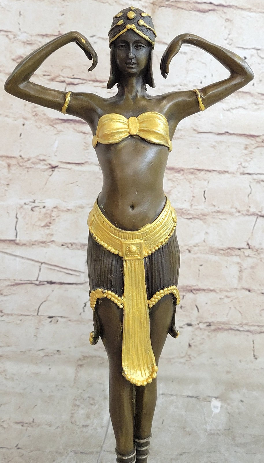 EXOTIC DANCER CHIPARUS BRONZE STATUE GOLD PATINA HOT CAST CLASSIC ART DECO STYLE