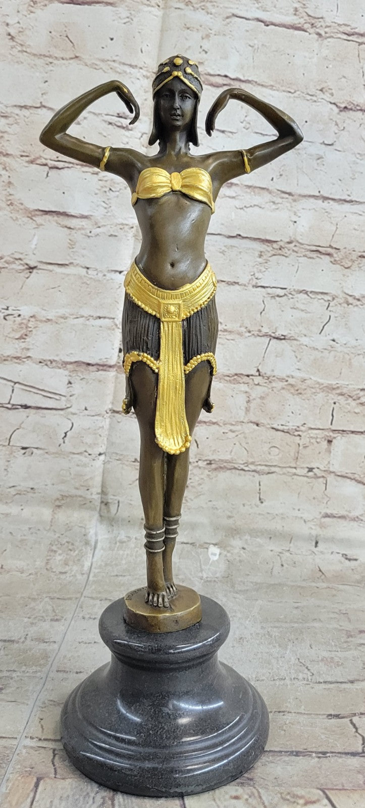 EXOTIC DANCER CHIPARUS BRONZE STATUE GOLD PATINA HOT CAST CLASSIC ART DECO STYLE