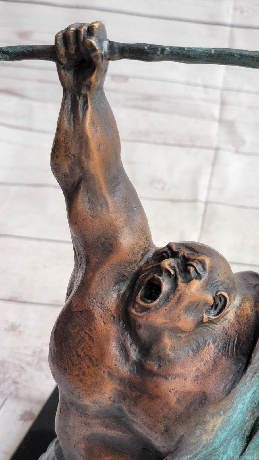 Handcrafted Detailed Weightlifters by French Artisan Milo Bronze Sculpture Decor